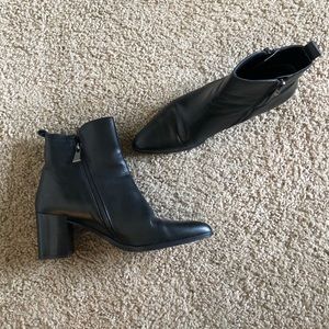 Zara black leather booties